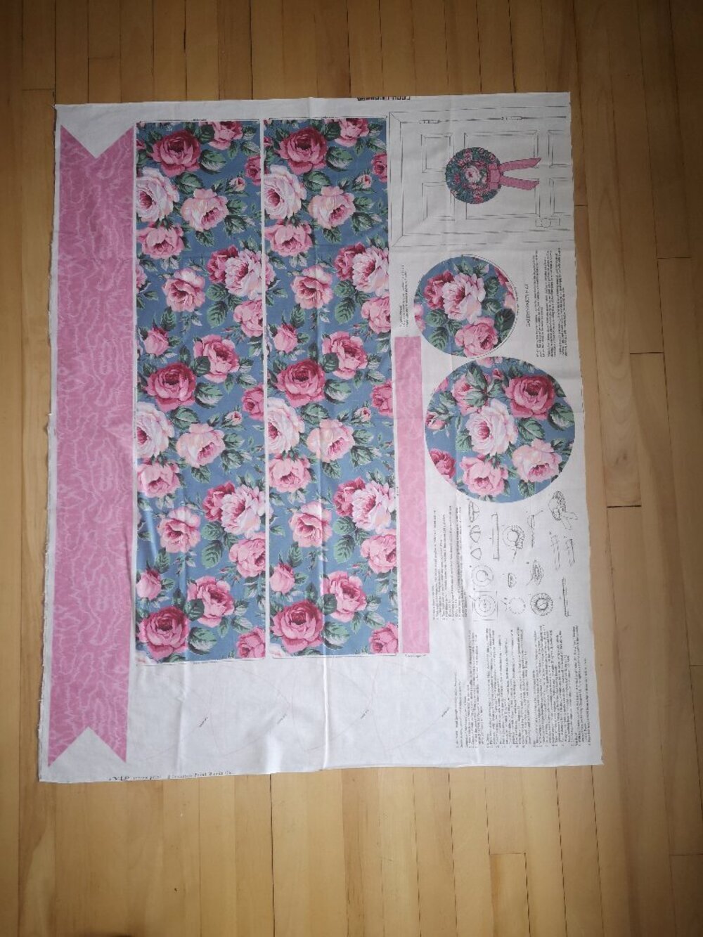 Vintage VIP Cranston Cut & Sew Panel Blue & Pink Floral Garden Party Hat